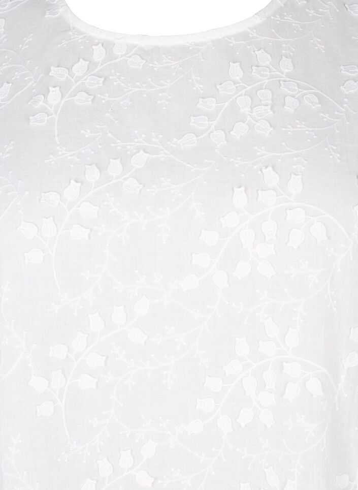Blouse met korte mouwen met borduurwerk en een ronde hals, Wit, Packshot image number 2