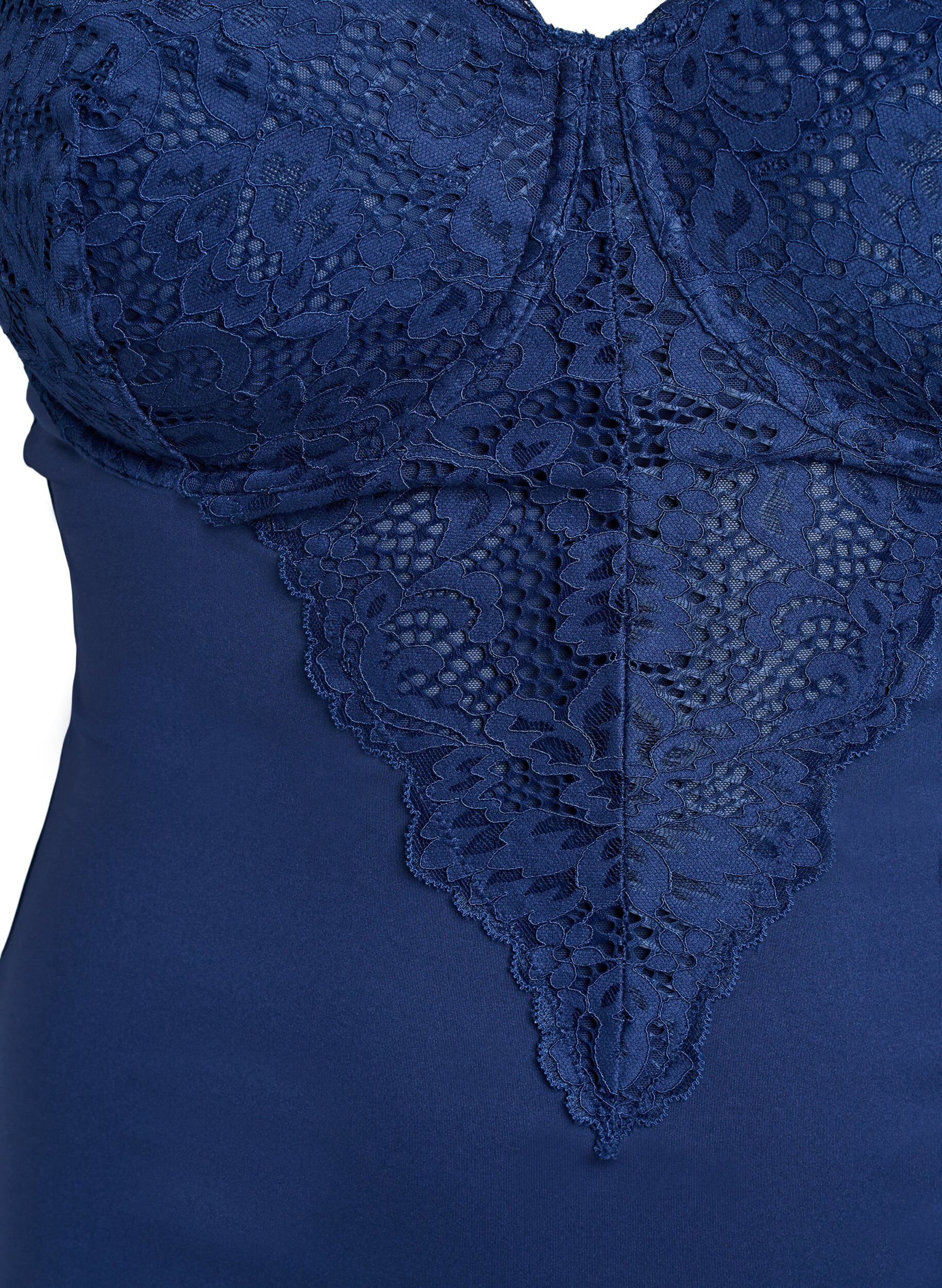 ZizziBodystocking met beugels en kanten details, Blauw, Packshot image number 2