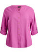 Katoenen blouse met V-hals, Roze, Packshot image number 0