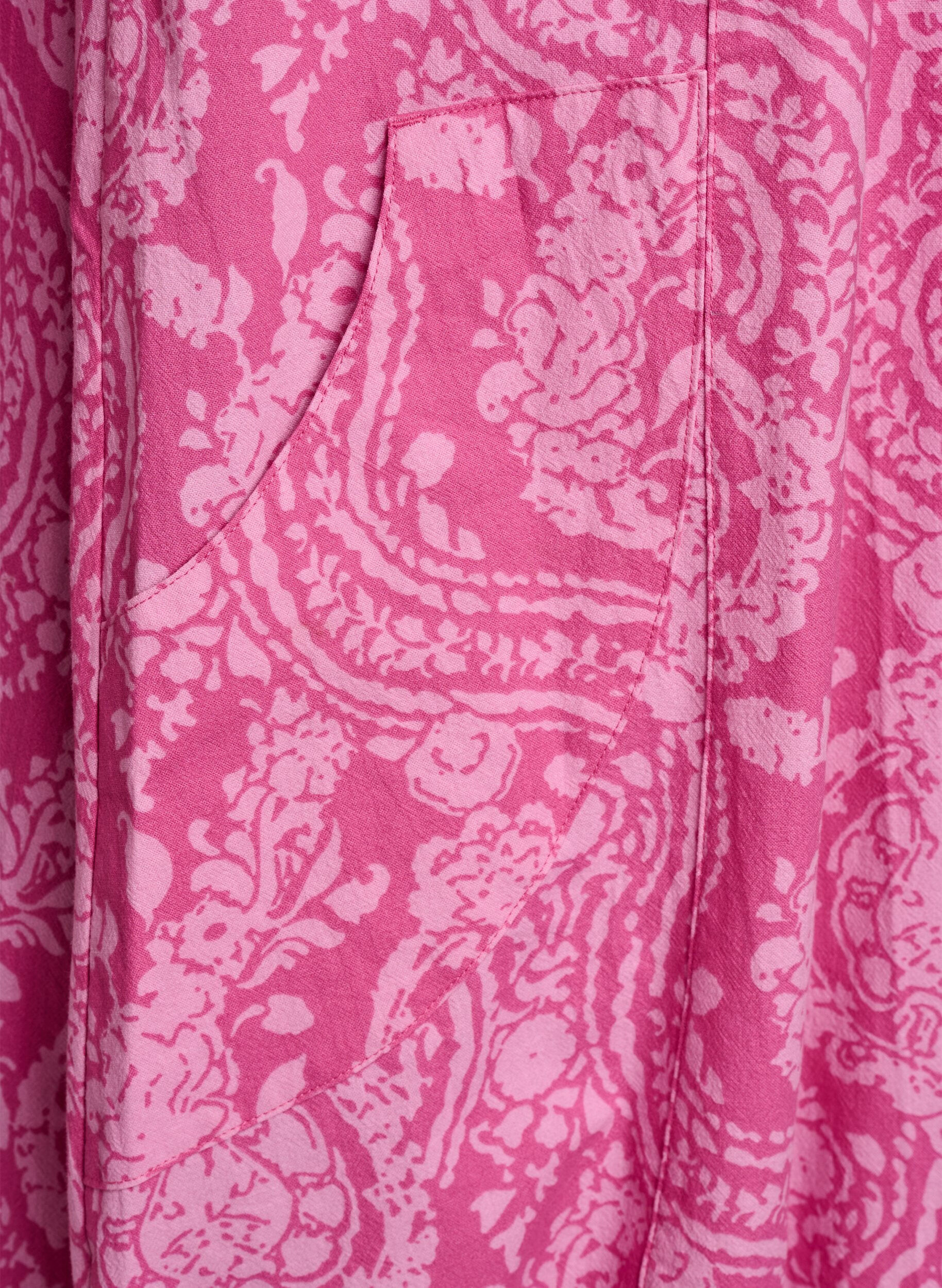 Zizzi Robe en coton &agrave; manches courtes avec imprim&eacute;, Rose, Packshot image number 3