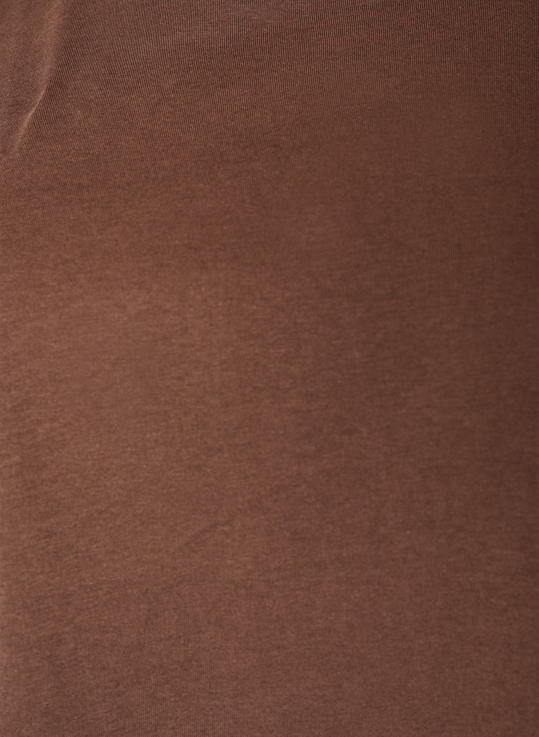 ZizziT-shirt met asymmetrische kanten zoom, Bruin, Packshot image number 2