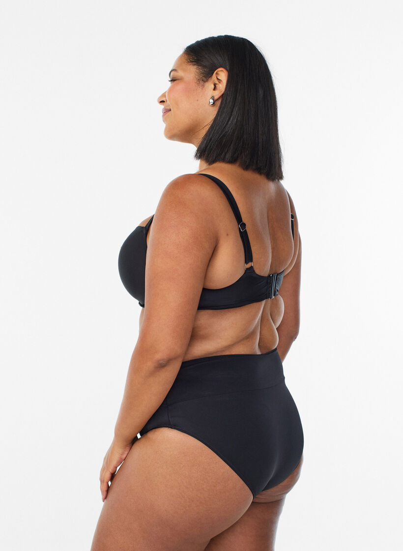 Bikinibroekje met wikkel detail, Zwart, Model image number 1