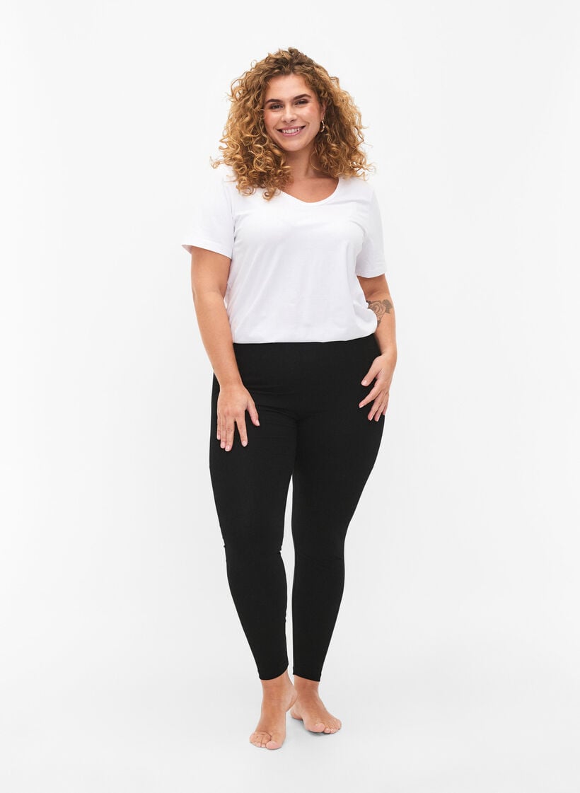 2-pack katoenen leggings, Zwart, Model image number 1
