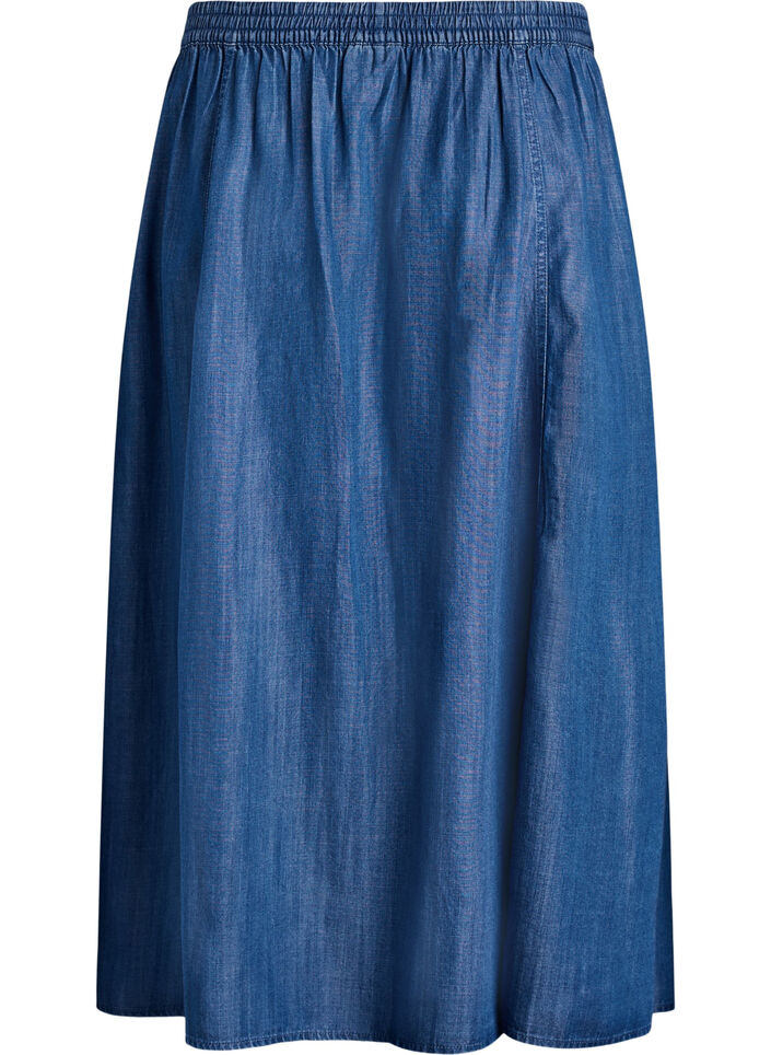 Maxirok in lyocell met een denimlook, Blauw, Packshot image number 1