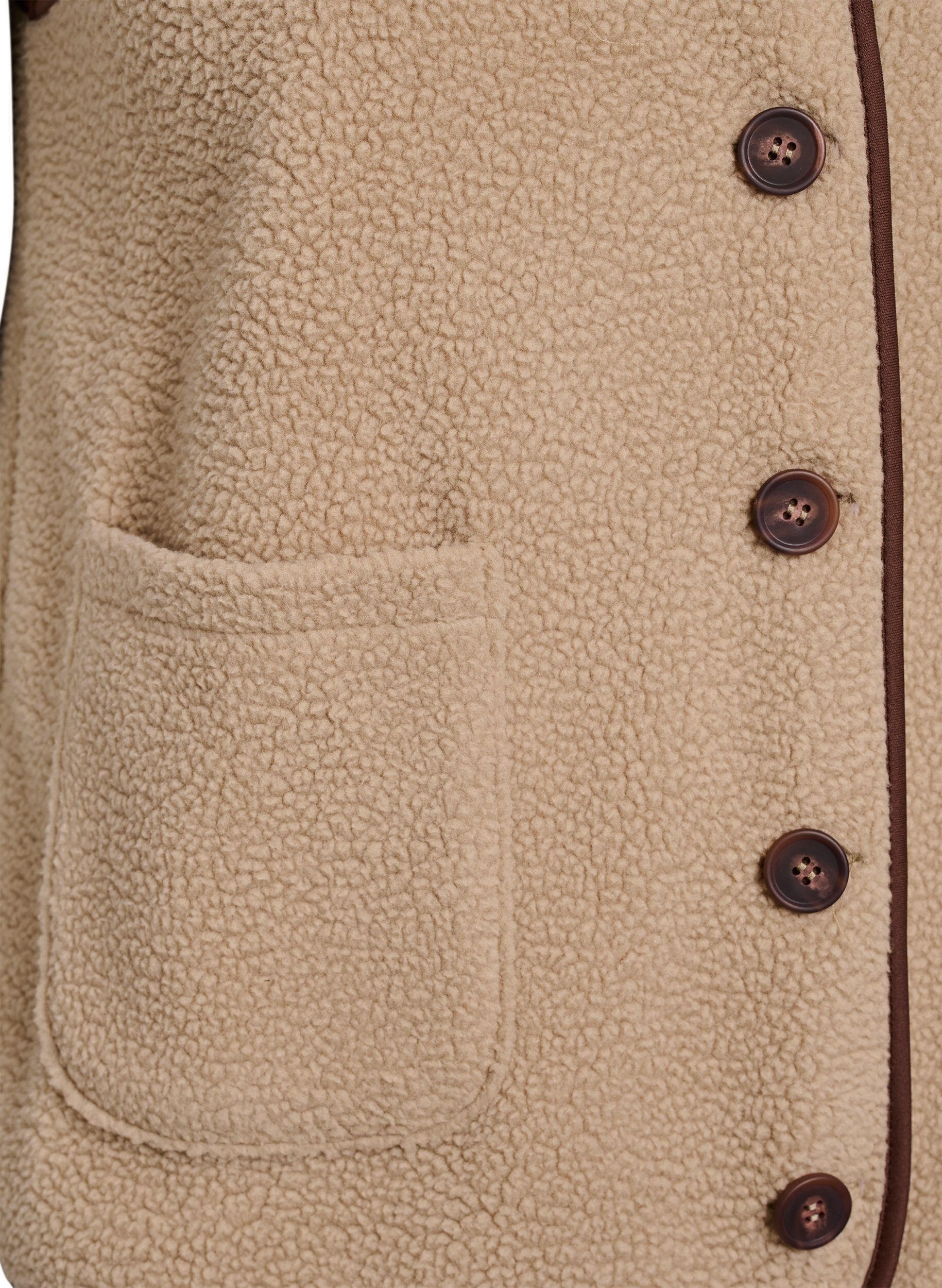 ZizziTeddy-fleecevest met contrasterende boorden, Beige, Packshot image number 3