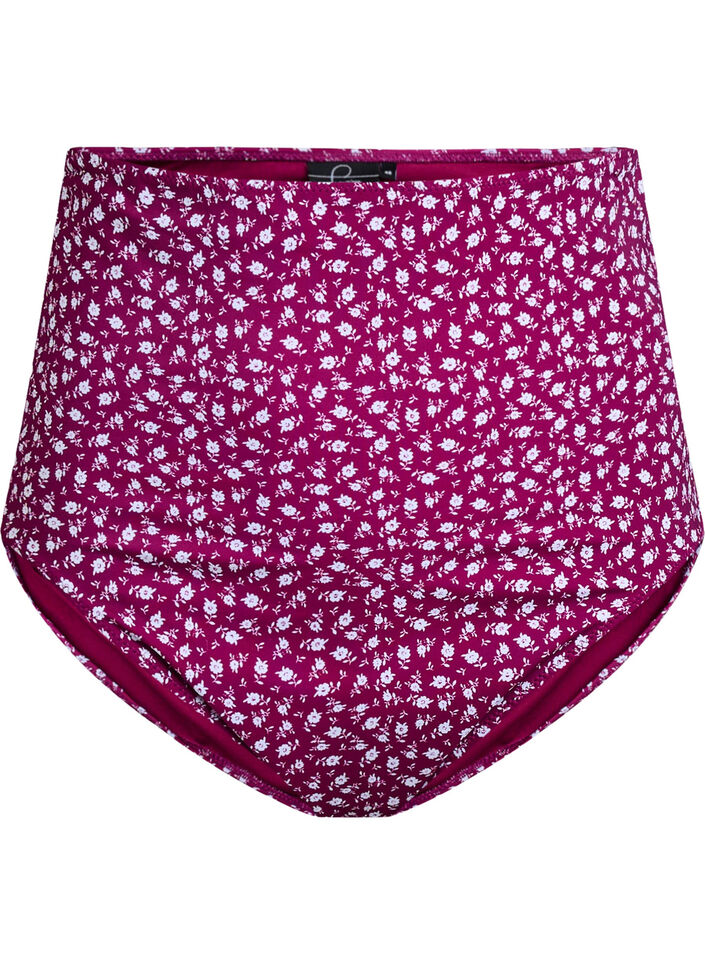 Extra high-waisted bikinibroekje met bloemenprint, Rood, Packshot image number 0