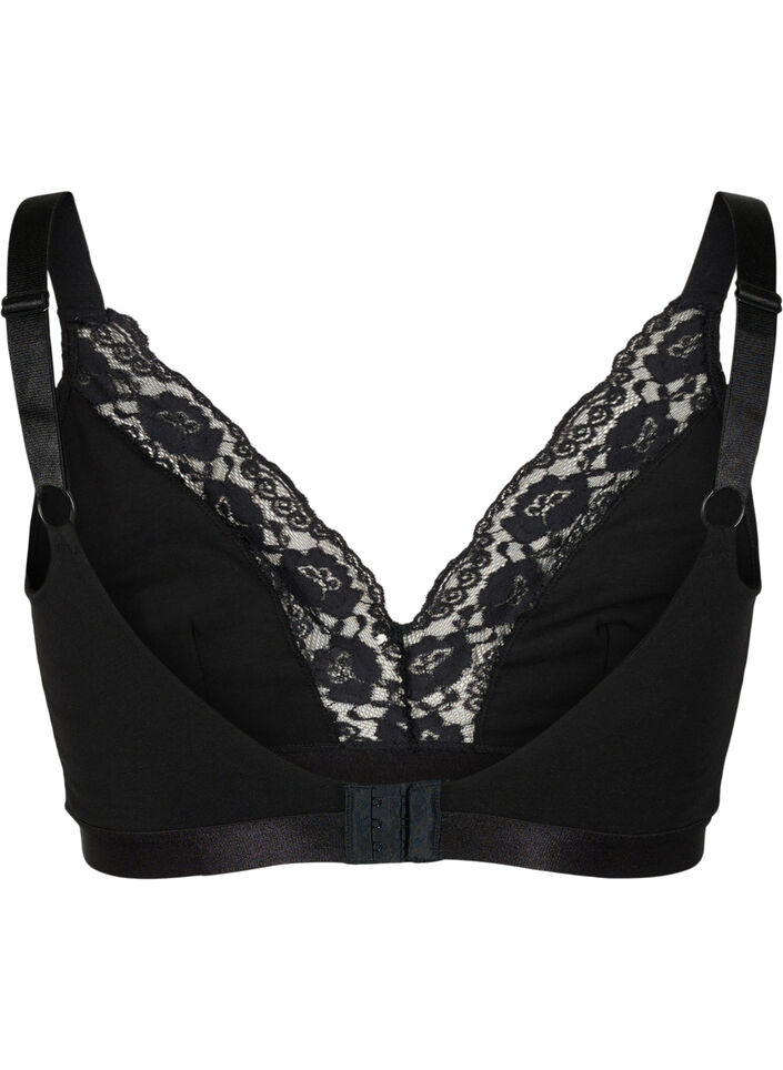 Bralette van katoen met kant, Zwart, Packshot image number 1