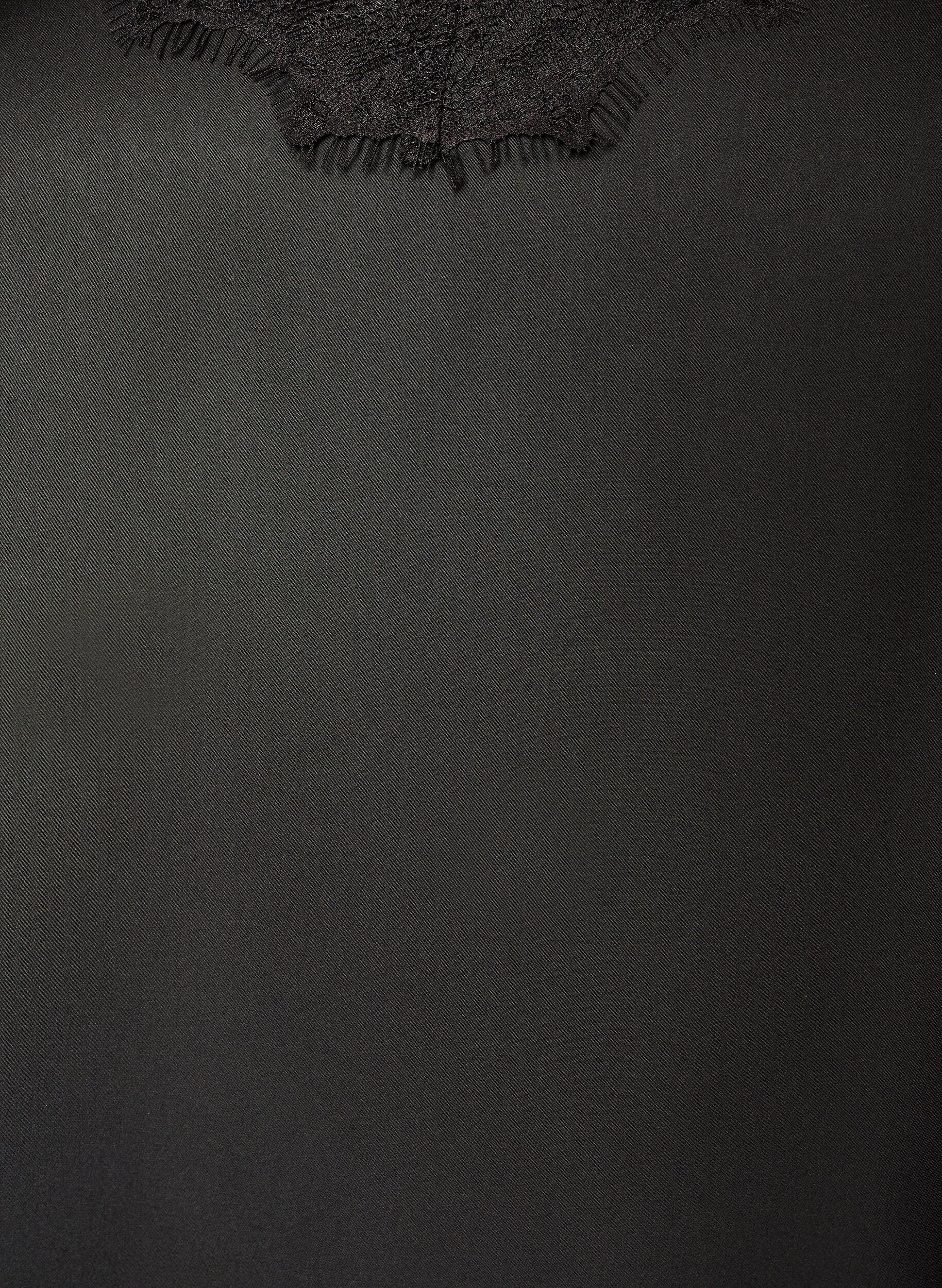 ZizziSatijnen top met kanten afwerking en asymmetrische zoom, Zwart, Packshot image number 2