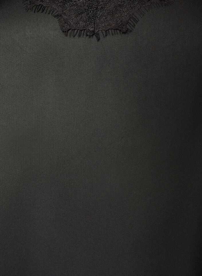 Satijnen top met kanten afwerking en asymmetrische zoom, Zwart, Packshot image number 2