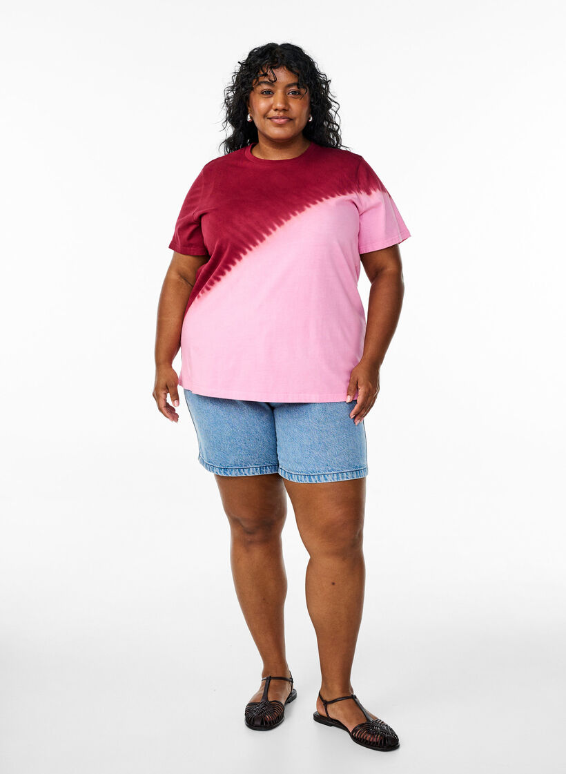 Dip-dye T-shirt van biologisch katoen, Rood, Model image number 1