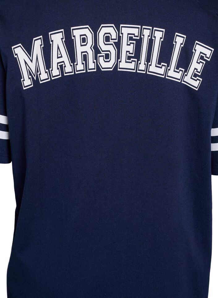 Kort T-shirtjurkje met sportieve details, Blauw, Packshot image number 3