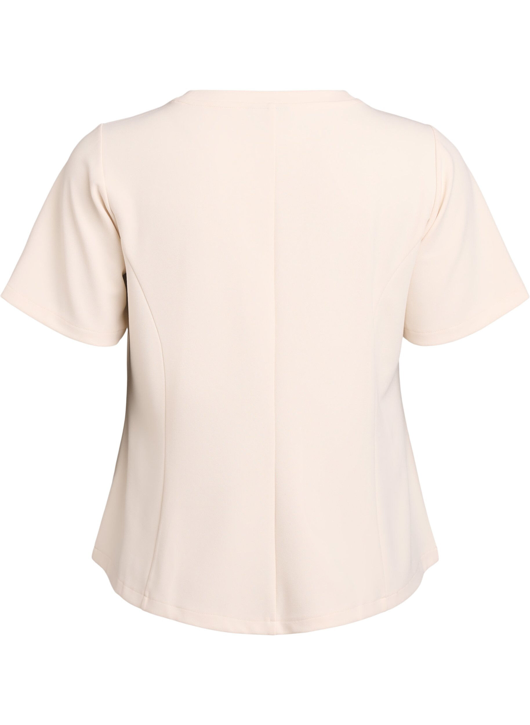 ZizziKorte mouwen blouse met figuurnaden, Beige, Packshot image number 1