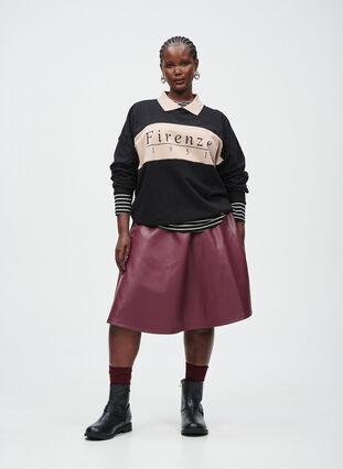 ZizziKorte skaterskirt in imitatieleer, Vineyard Wine, Image image number 0