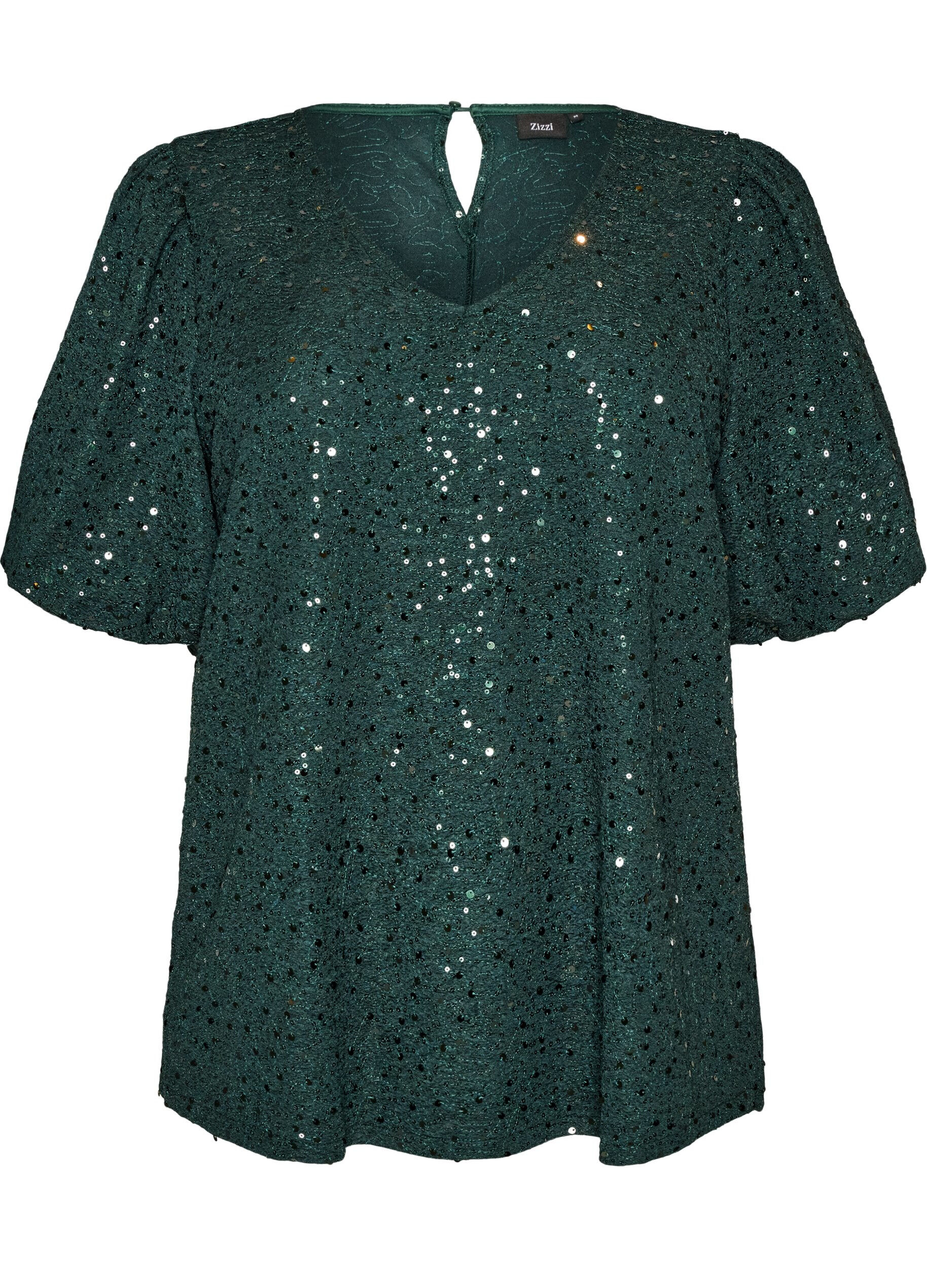 Blouse met pailletten en ballonmouwen