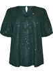 Blouse met pailletten en ballonmouwen, Groen, Packshot image number 0