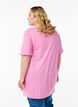 Enkelkleurig oversized T-shirt met V-hals, Roze, Model image number 2