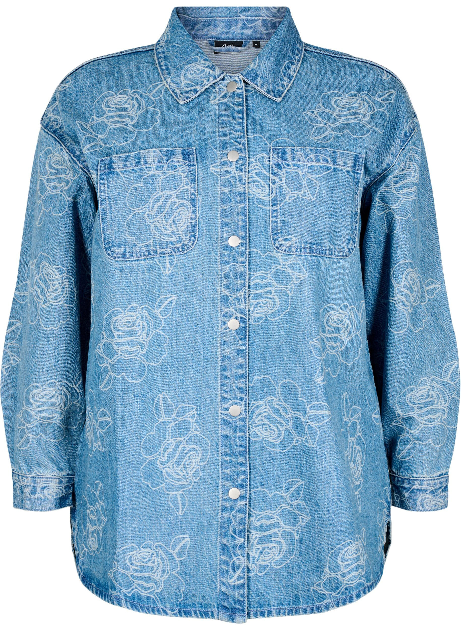 Denim jasje met bloemen