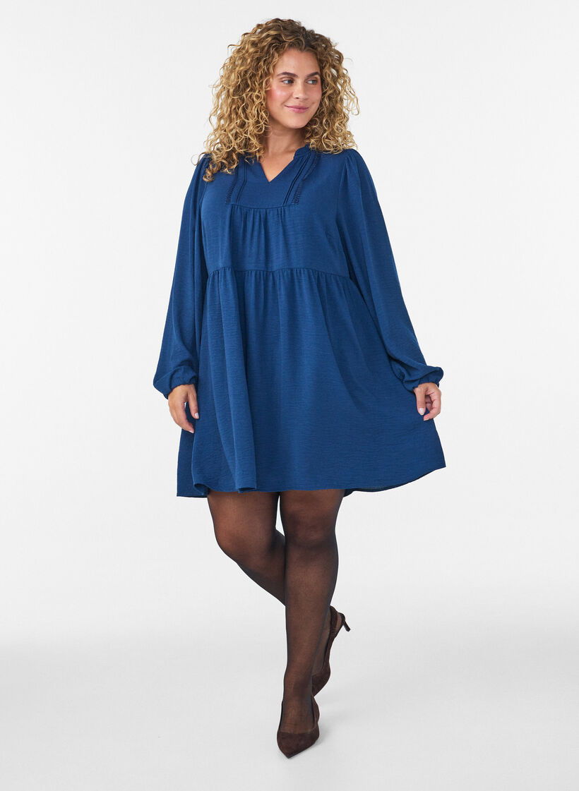 A-lijn jurk met een empirelijn, Blauw, Model image number 1