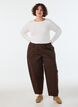 Barrel jeans met hoge taille en elastische tailleband, Bruin, Model image number 0