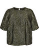 Jacquard blouse met sprankelende details en pofmouwen, Groen, Packshot image number 0