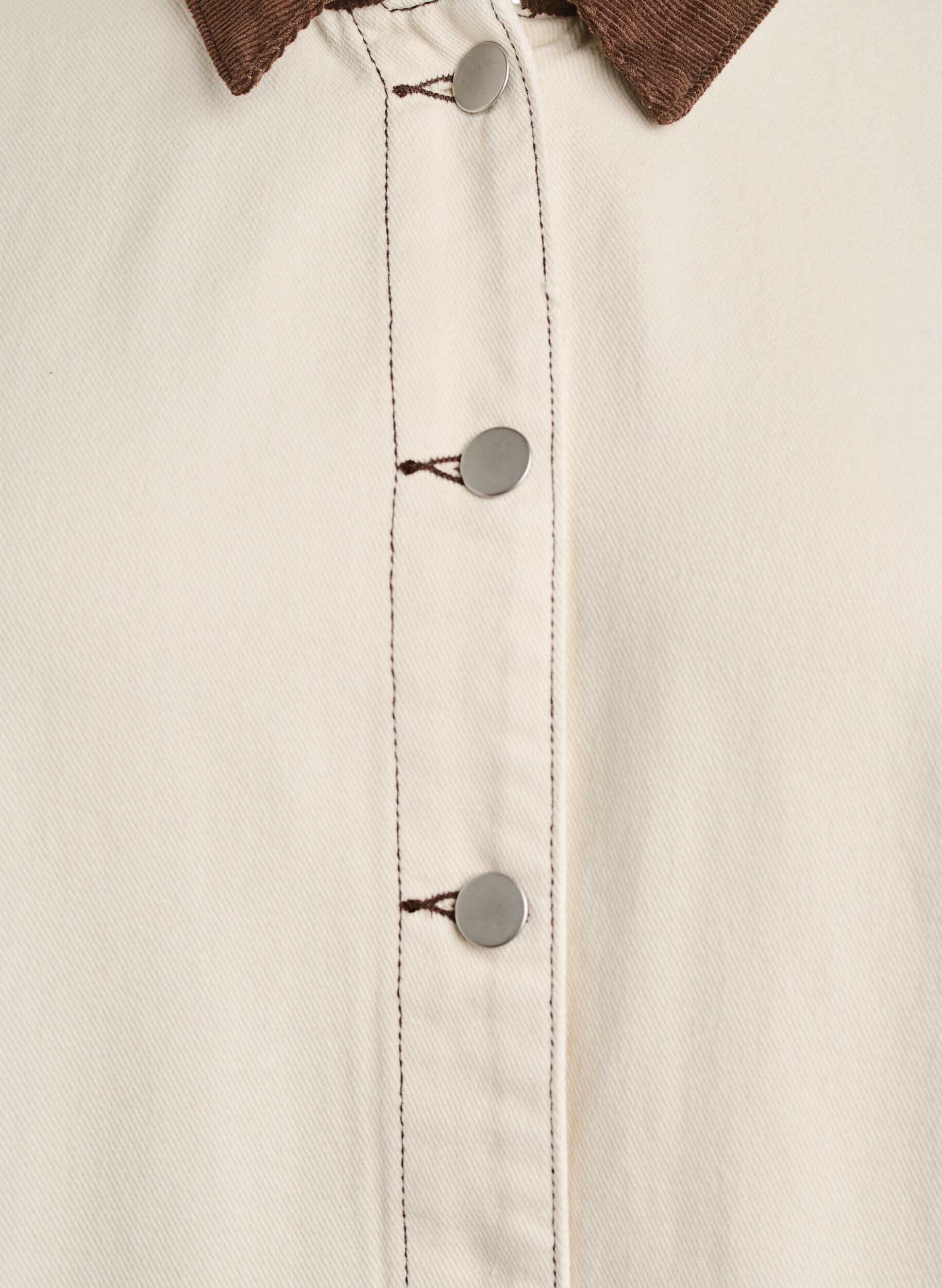 ZizziGekleurde denimjas met contrasterende kraag, Vanille, Packshot image number 2