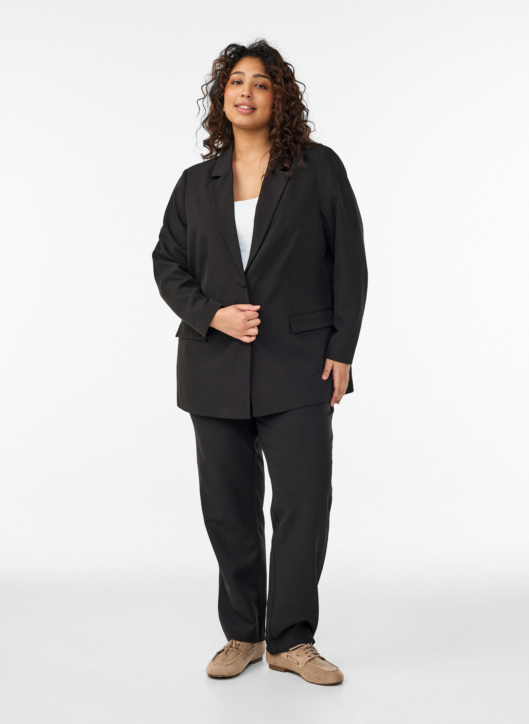 Broek met zakken en rechte pijpen, Zwart, Model