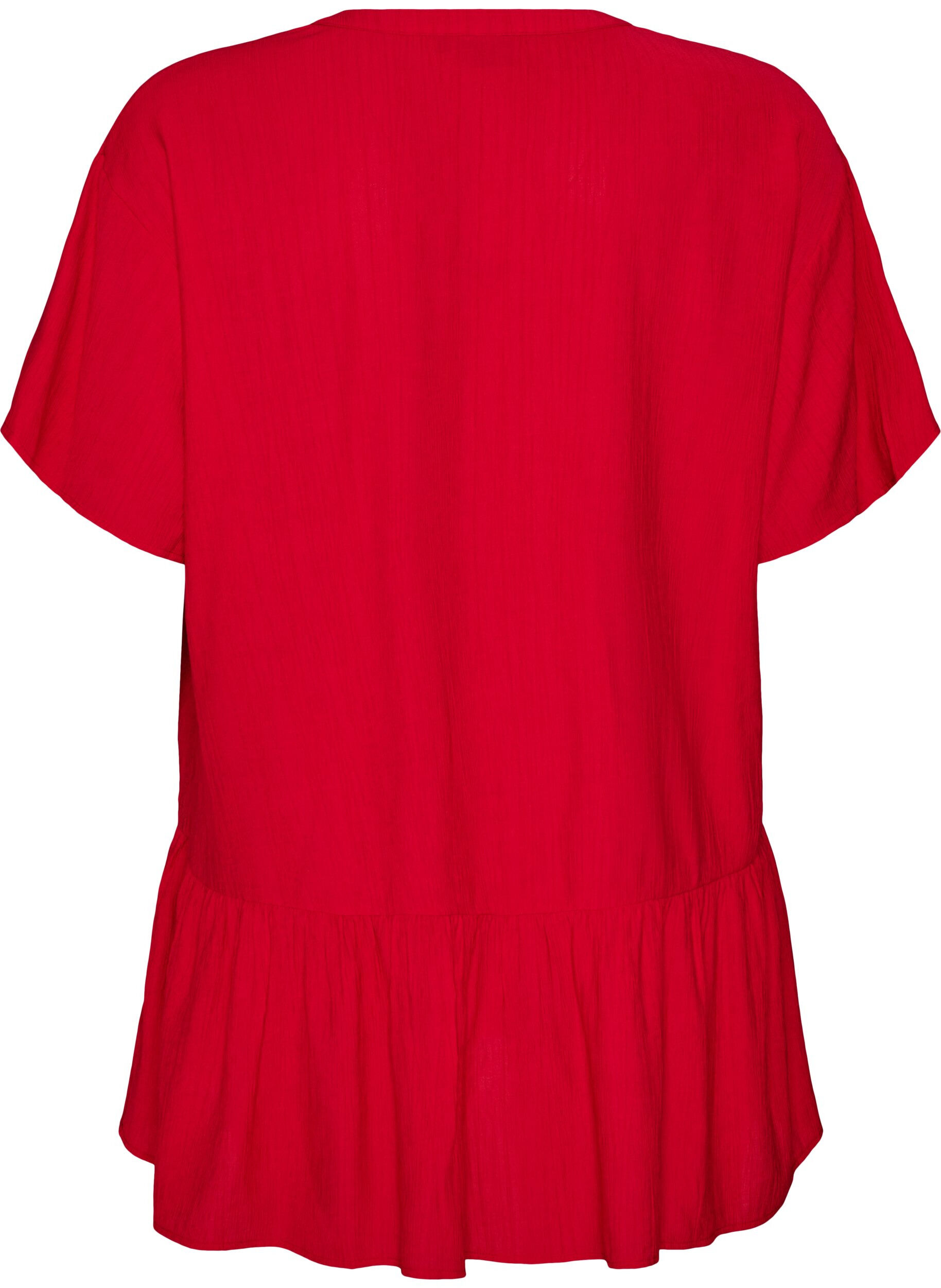 ZizziLosse tuniek met gekreukte structuur en rucherand, Rood, Packshot image number 1