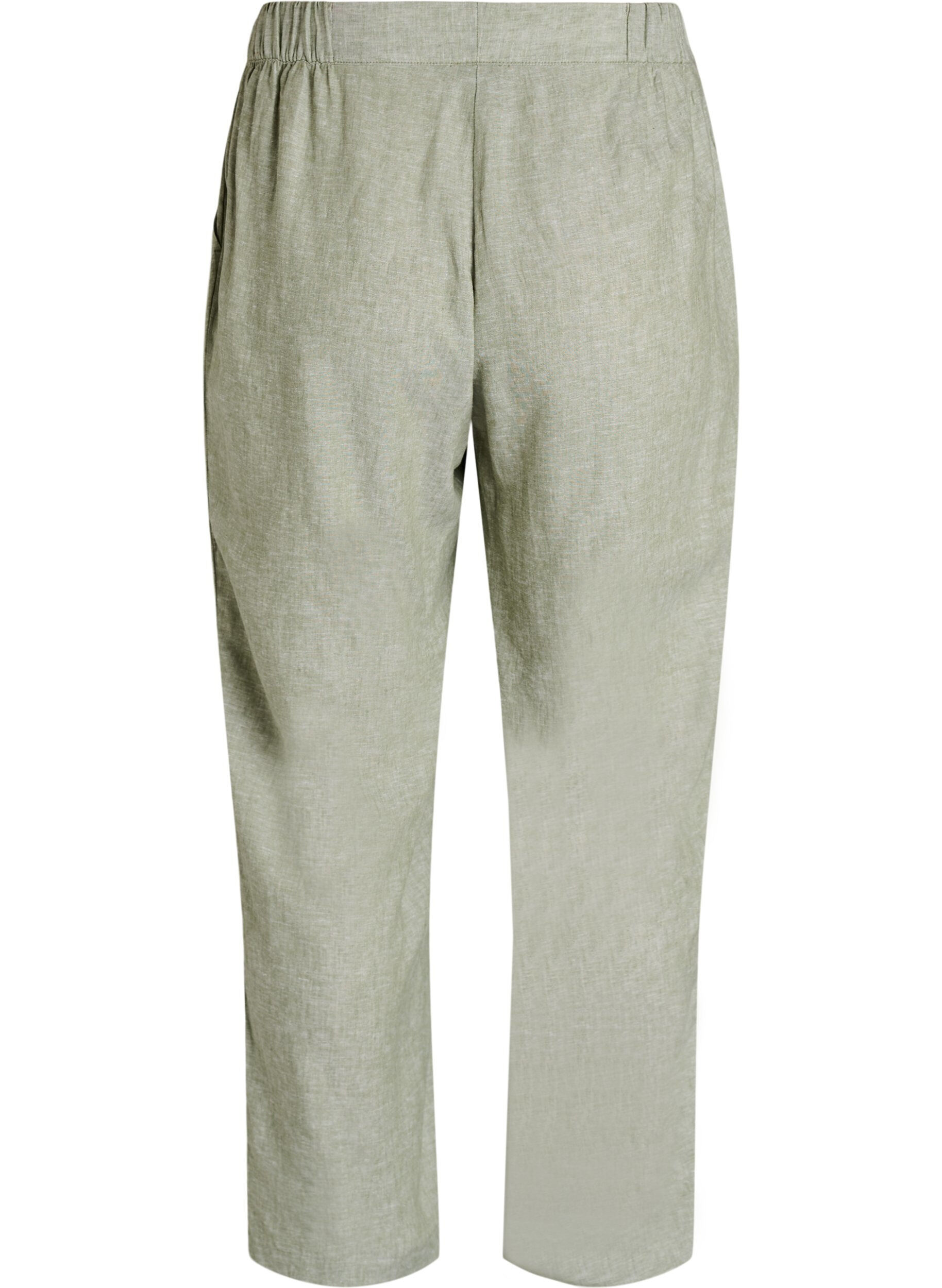 ZizziLinnen en viscose broek met losse pasvorm, Groen, Packshot image number 1
