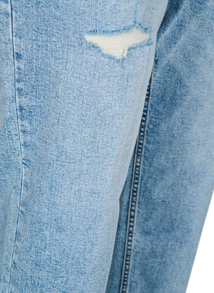 Gecropte Vera jeans met distressed details, Light Blue Denim, Packshot