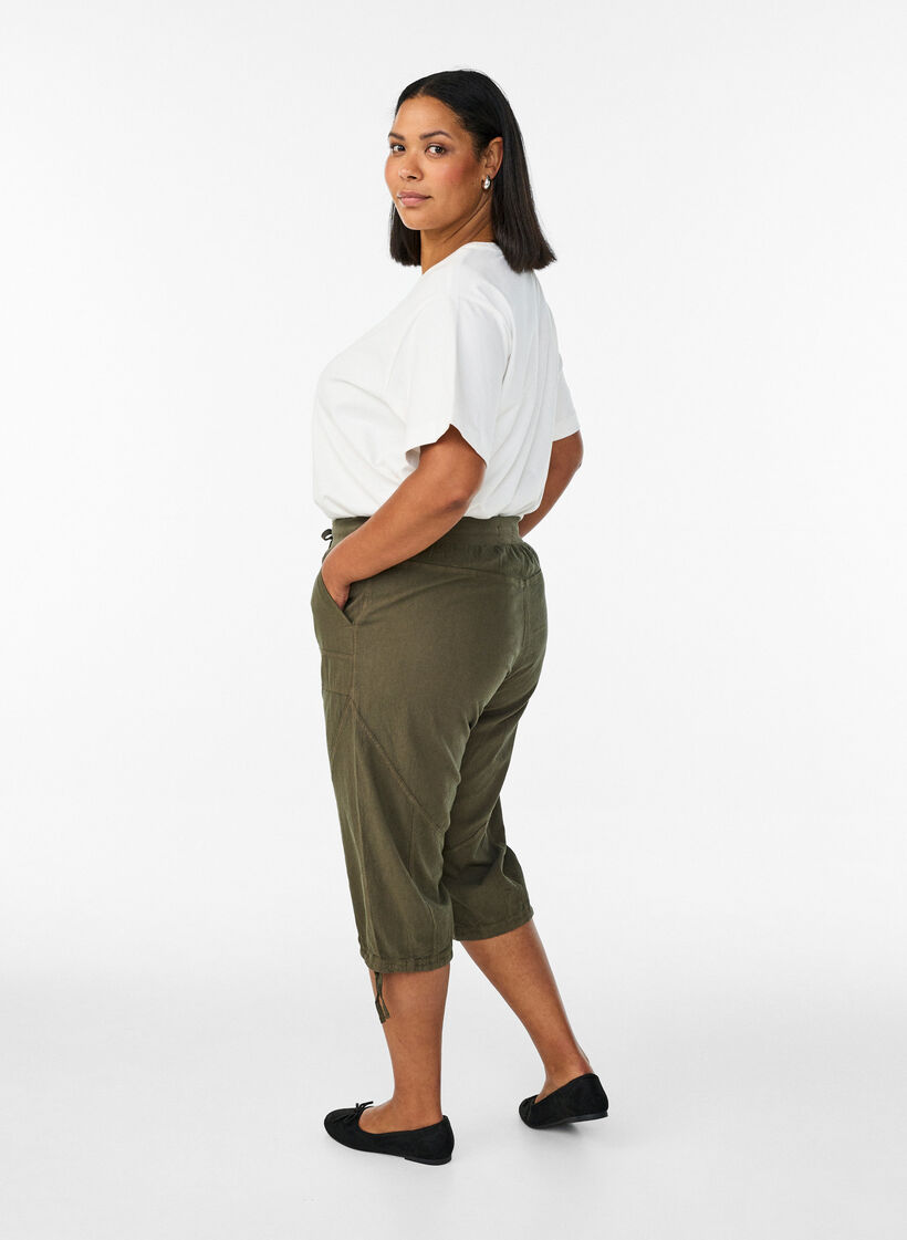 Katoenen Capri-broek, Groen, Model image number 1