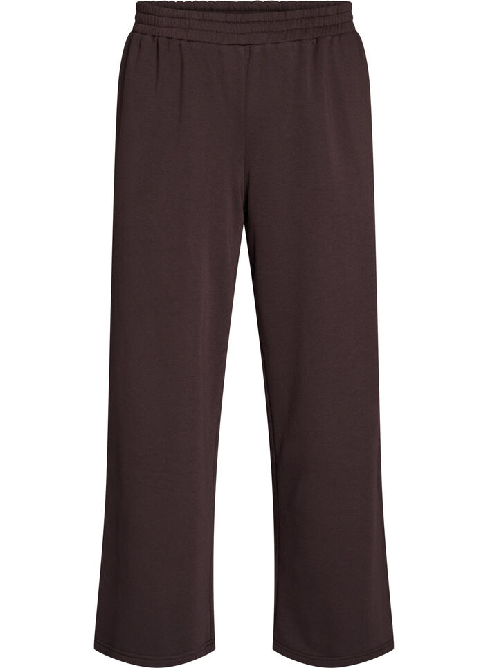 Sweatpants met hoge taille en wijde pijpen, Bruin, Packshot image number 0