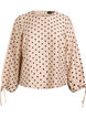 Blouse met stippen en strikdetails, Beige, Packshot image number 0