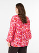Blouse met V-hals en grafisch bladpatroon, Roze, Model image number 2