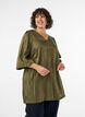 Glanzende tuniek met V-hals en 3/4 mouwen, Groen, Model image number 0