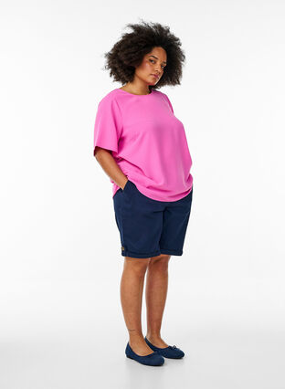ZizziBlouse met korte mouwen en ronde hals, Roze, Model image number 1