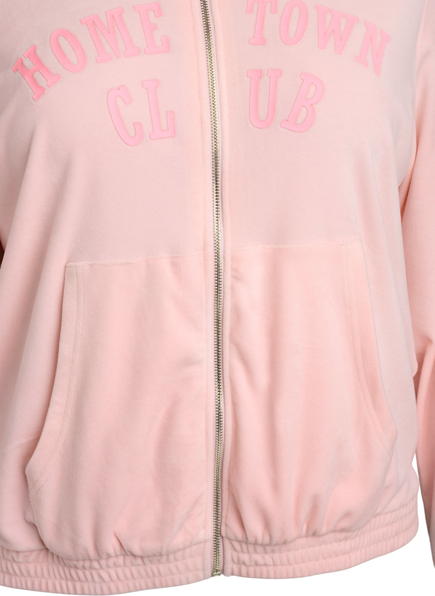ZizziZachte velours hoodie met ritssluiting, Roze, Packshot image number 2