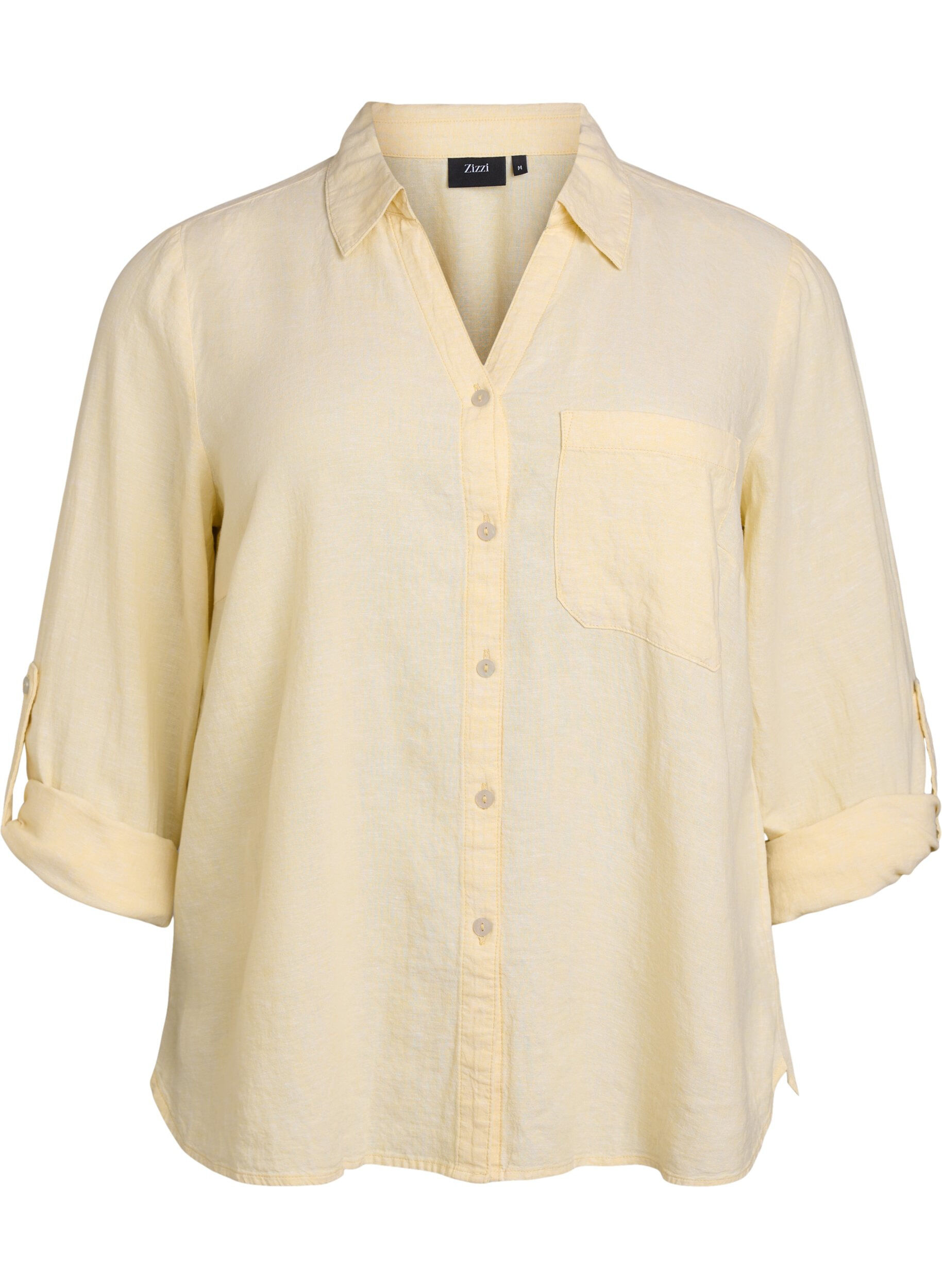 Linnen en viscose shirt met 3/4 mouwen