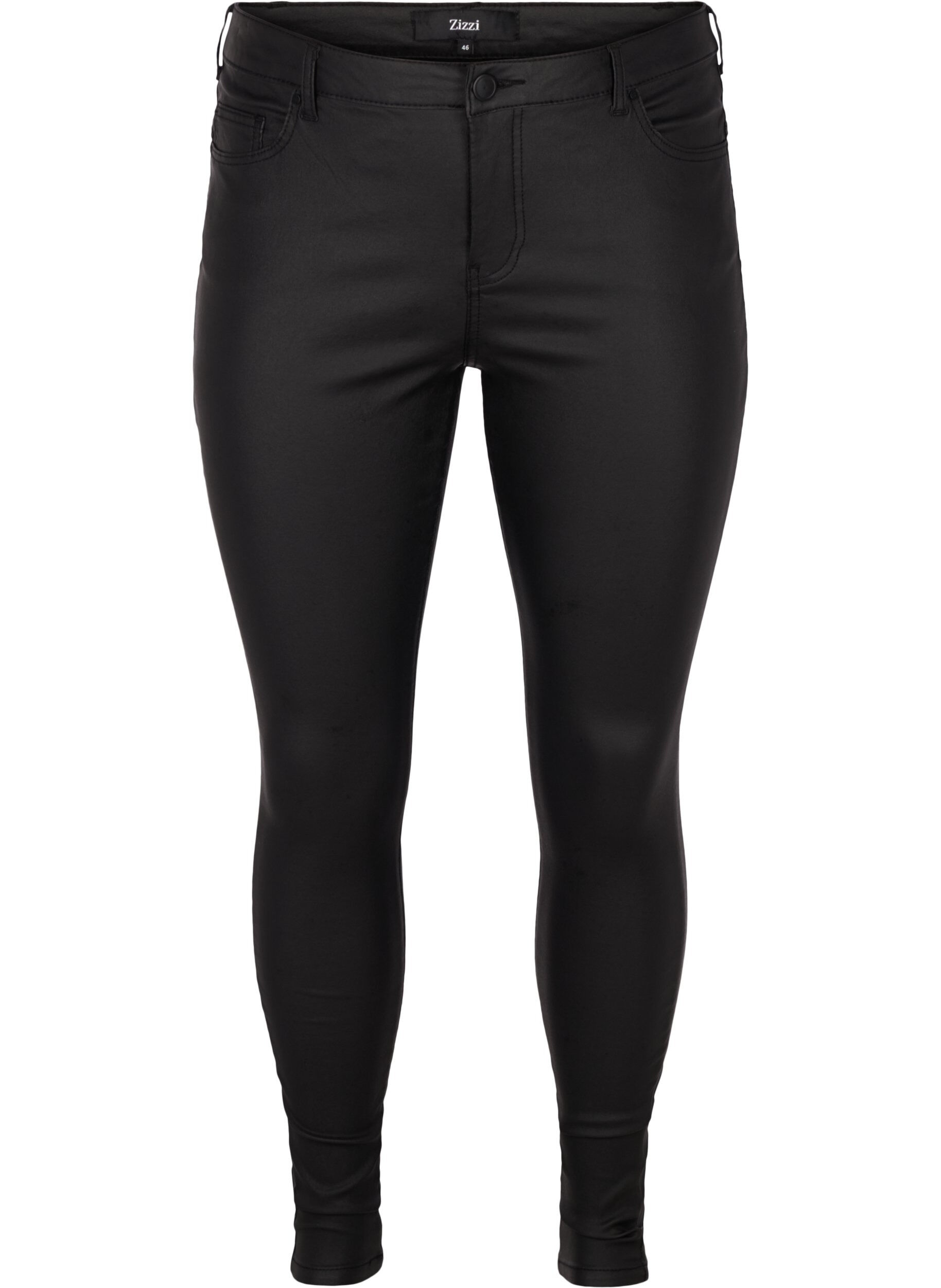 ZizziCoated Amy jeans, Black coated, Packshot image number 0