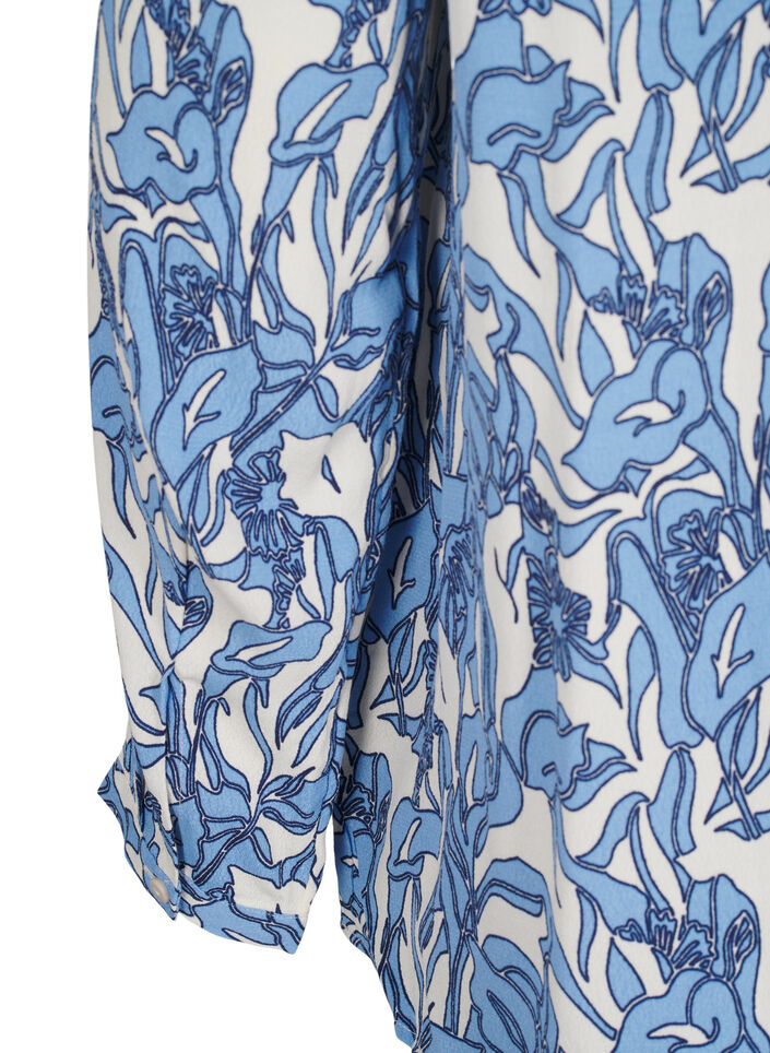 Blouse met lange mouwen, print en V-hals, Vanille, Packshot image number 3