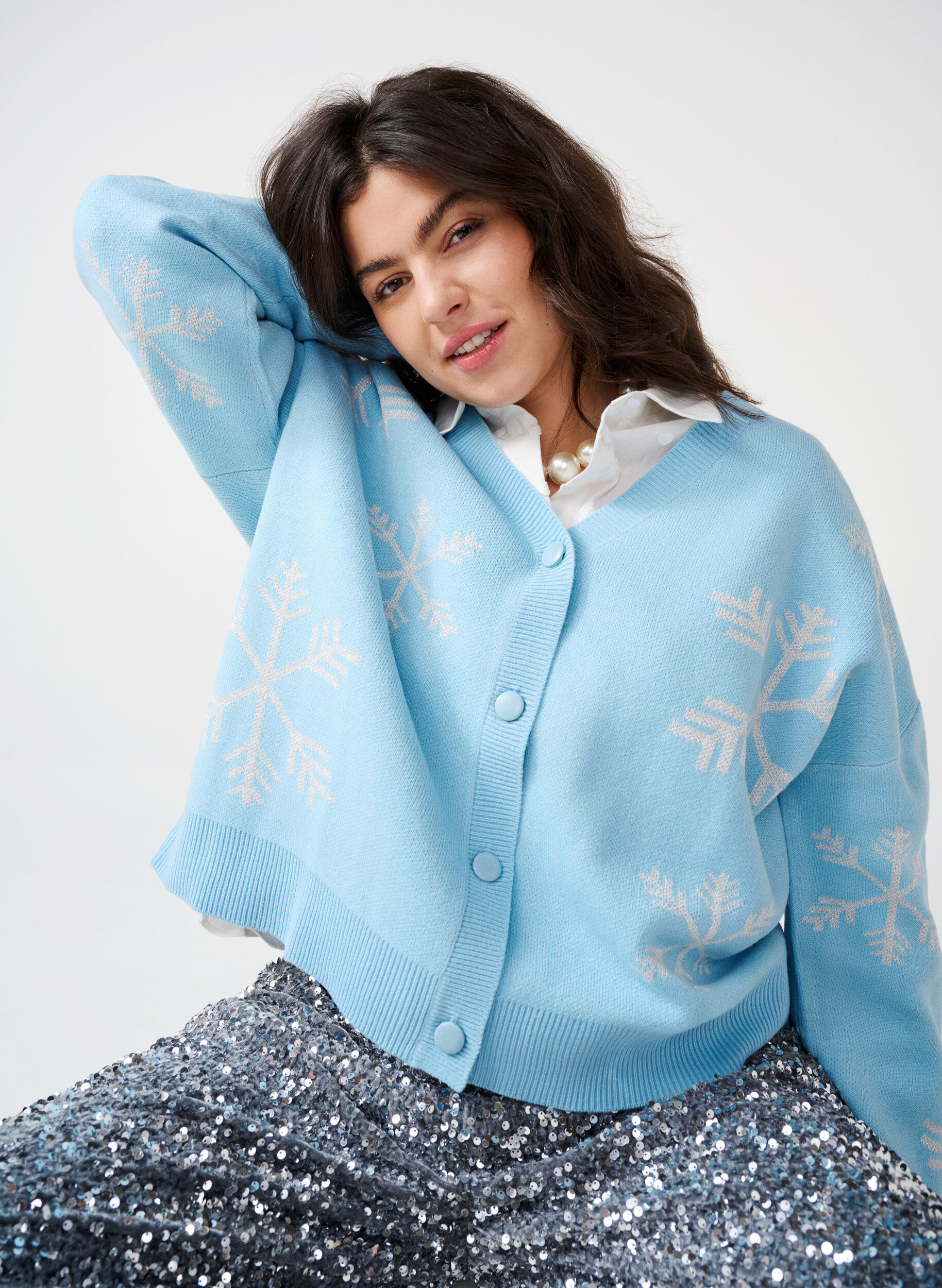 ZizziKerst gebreid vest, Cerulean Comb, Image image number 0