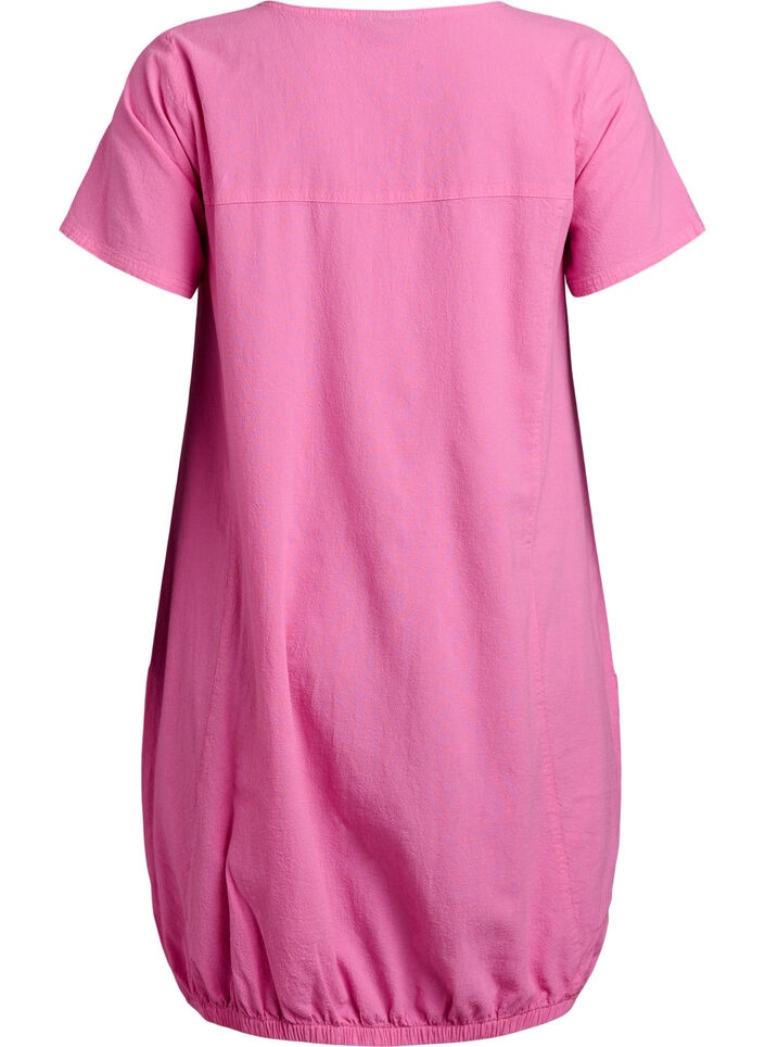 Katoenen jurk met korte mouwen, Roze, Packshot image number 1