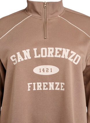 ZizziSweatshirt met hoge hals en collegeprint, Caribou w. Los, Packshot image number 2