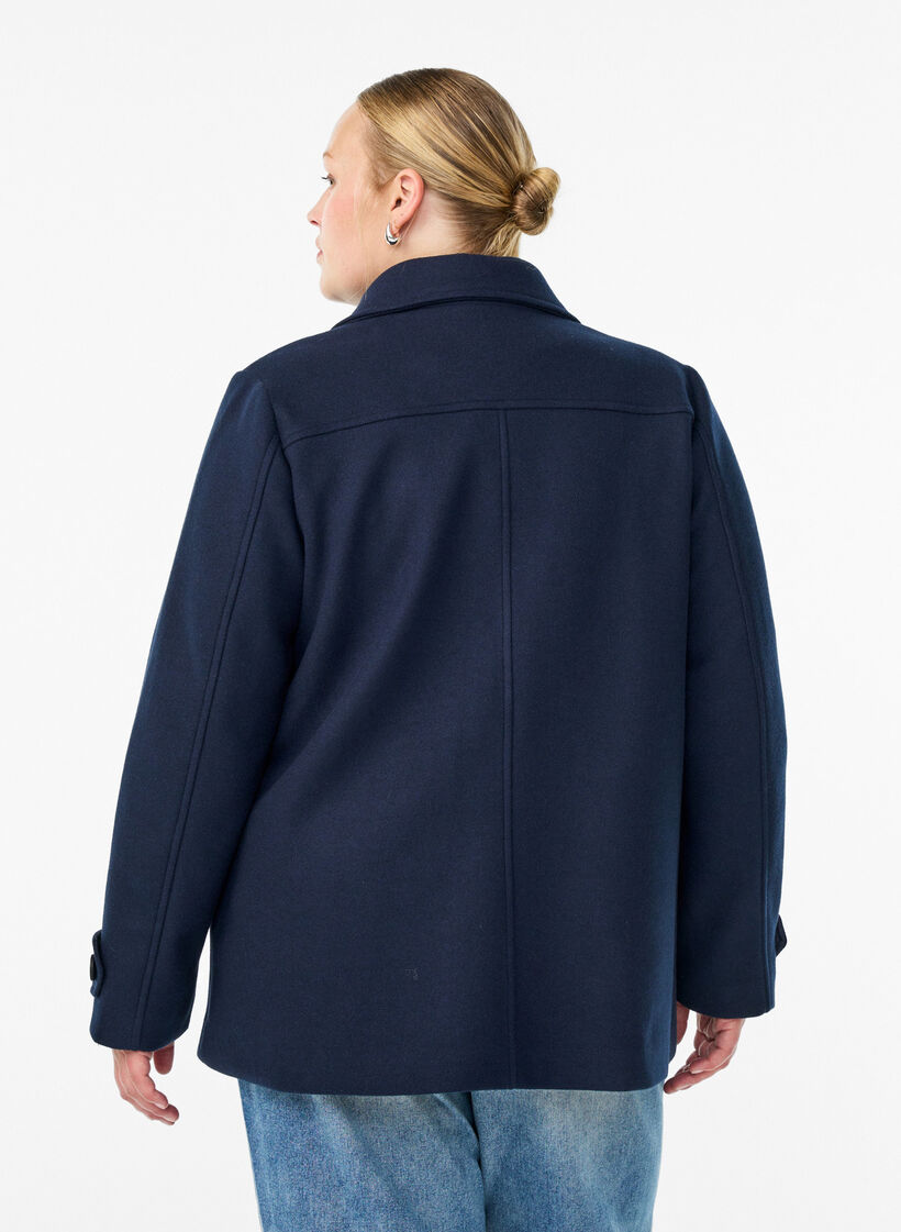Korte jas met dubbele knoopsluiting, Blauw, Model image number 2