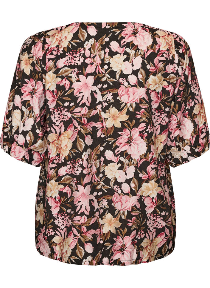 Viscose blouse met V-hals, Roze, Packshot image number 1