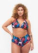 Bikinibroekje met print en hoge taille, Blauw, Model image number 0
