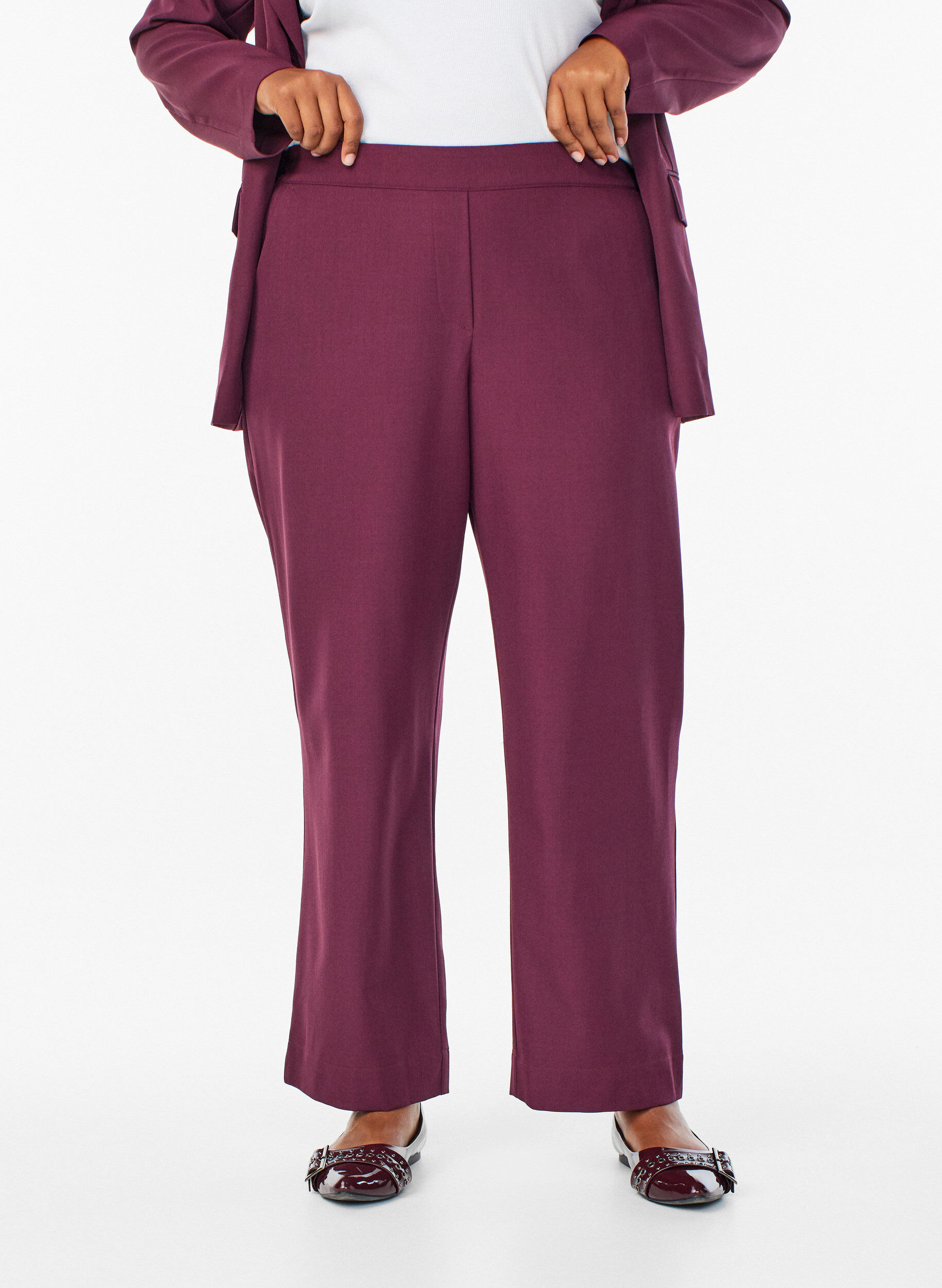 ZizziLosse broek met zakken, Donker Bordeaux, Model image number 2