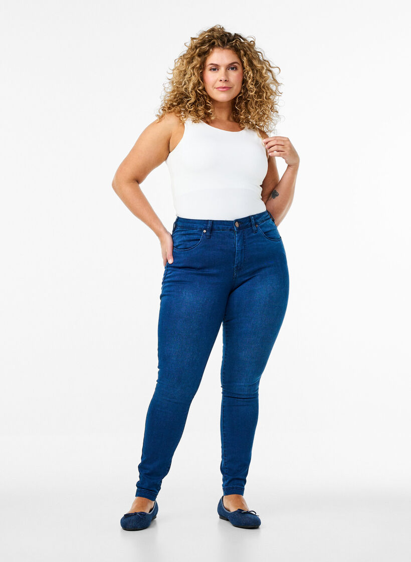 Super slim Amy jeans met hoge taille, Blue Denim, Model image number 0