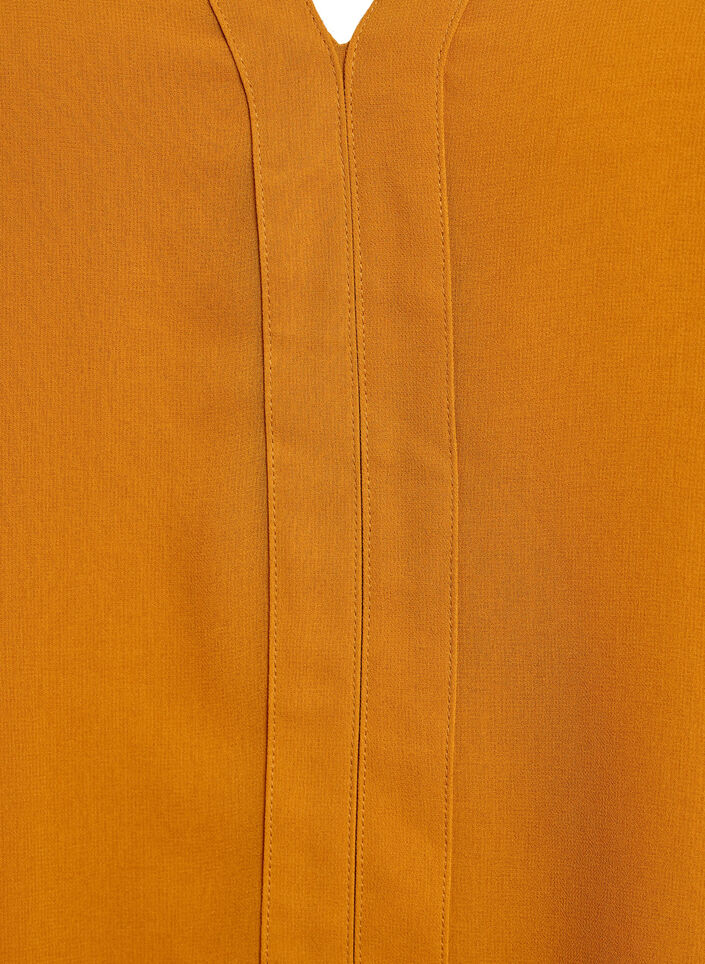 Blouse met doorschijnende mouwen en smockdetails, Pumpkin Spice, Packshot