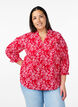 Katoenen blouse met bloemenprint, Rood, Model image number 0