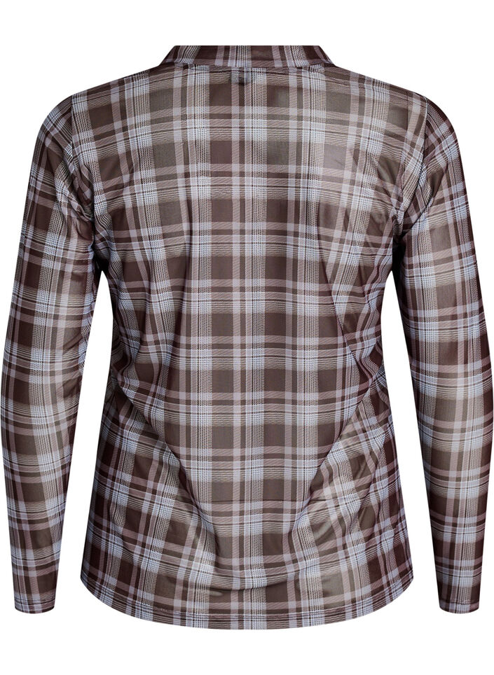 Blouse en maille &agrave; carreaux, Bleu, Packshot image number 1